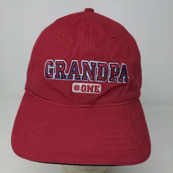 Sherry Resortwear Men's Slideback Hat Red Adjustable Embroidered Grandpa Logo - Picture 2 of 7